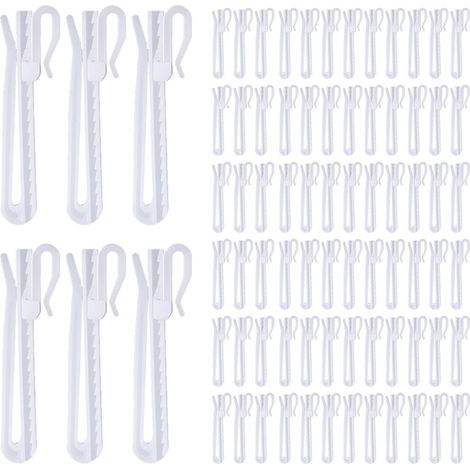 Pack of 80 plastic curtain hooks, adjustable clip hooks, ratchet system for window, door and shower curtains (85 mm/3.35 inches) (1/4)
