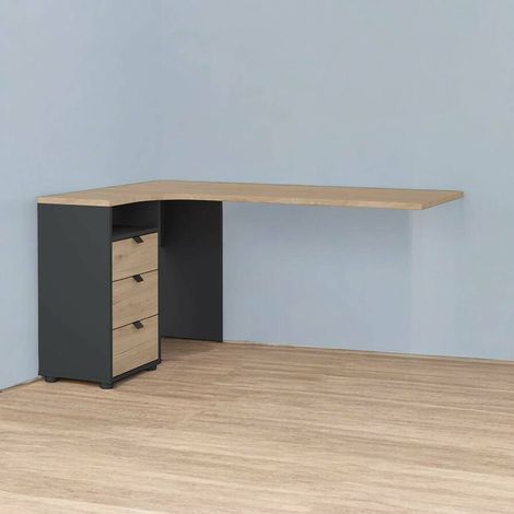 Dmora - Escritorio Peipah, Escritorio multiusos, Mesa de oficina para PC, El plan de trabajo, 150x100 h76 cm, Roble y Gris (1/5)