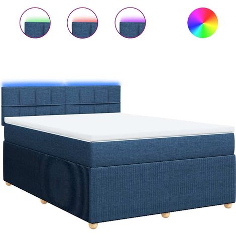 Maison Exclusive - Sommier à lattes de lit avec matelas Bleu 160x200 cm Tissu