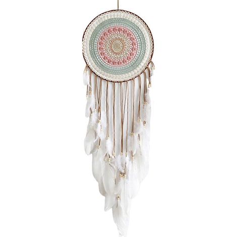 Attrape-rêves rond tissé avec pompon en plumes, A (1/4)