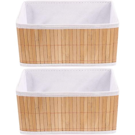 Panier Bambou Pliable 2 Paniers De Rangement Pour Bureau Et Maison Organisateur De Sundries Pour Cuisine Étagère Snacks Fruits Et Légumes 10.24X6.10X5.24 in (1/5)