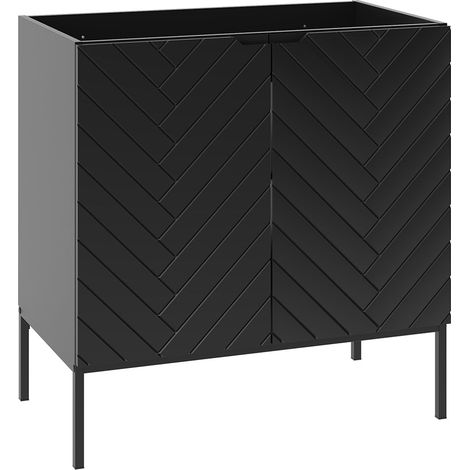 Meuble sous-vasque 80cm 2 portes sur pieds Daria Noir (1/5)