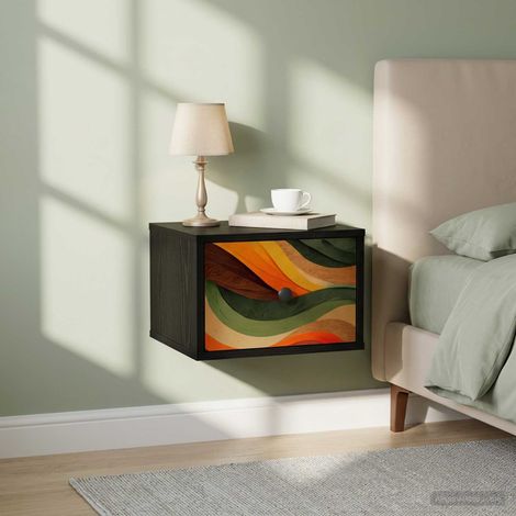 vidaXL Mesita de noche de pared BONN Roble Negro 36 x 33 x 25 cm (1/5)