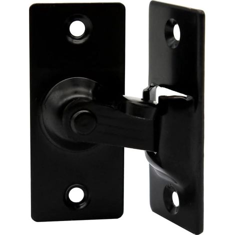 Verrou d’angle 90° en acier inoxydable 304 noir avec vis et colle, loquet de sécurité pour porte, fenêtre, placard, armoire, meuble et rangement, fixation sans perçage (1/5)