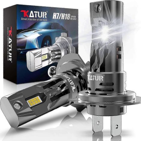 Ampoules de phares LED Katur H7 80W 16000LM H7 H18 Kit de conversion pour phares de voiture Ampoule de remplacement halogène Mini format antibrouillard (1/4)