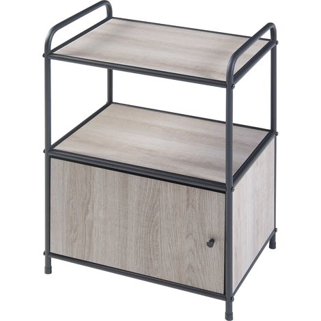 Tavolino laterale con anta in metallo 60 x 43 x 33 cm MDF beige 030010913