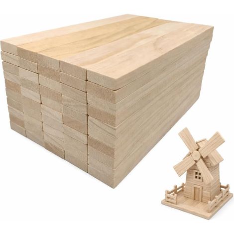 50 Pièces Blocs de Bois, 160x22x8mm, Tasseau Bois en Vrac Blocs en Bois pour Bricoler pour Projets de Bricolage, DIY, Revêtement de Rebord de Fenêtre, Décoration et la Sculpture (1/5)