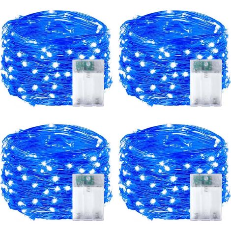 Lot de 4 Guirlandes Lumineuses LED à Piles avec Minuteur 50 LED 5m Bleu (1/5)