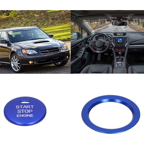 Adecuado para 2 cubiertas de botón de arranque/parada del motor de aleación de aluminio azul, apto para interiores de automóviles.