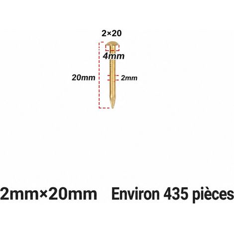 Clou rond en laiton doré brillant 2 × 20 mm 2 20 2 × 2 × 2 cm 250 g – Livraison gratuite