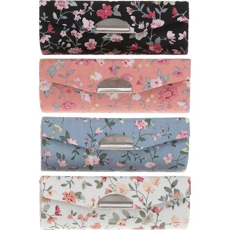 Lot de 4 boîtes de rangement brodées pour rouges à lèvres et cosmétiques, étui pour gloss et maquillage (noir/blanc/bleu/rose)-8.50X3.00X3.00CM (1/2)