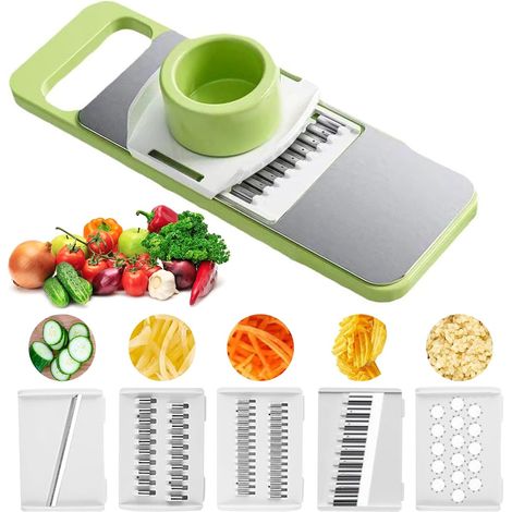 Coupe-légumes 5 en 1, coupe-légumes manuel, mandoline de cuisine, râpe de cuisine, convient pour les oignons, le fromage, les pommes de terre, les carottes et la racine de lotus (1/5)