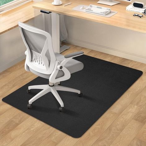Bürostuhlmatten für Parkett- und Fliesenböden, rechteckige, selbstklebende, rutschfeste Bodenschoner, für Rollstühle, 119 x 89 cm – Schwarz (1/5)