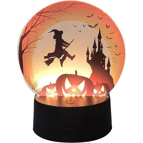 Décoration d'Halloween LED citrouille chauve-souris veilleuse 1 pièce orange (1/3)