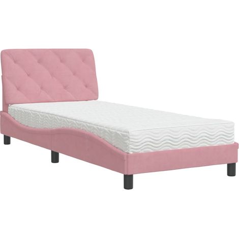Maison Exclusive - Lit avec matelas rose 90x190 cm velours