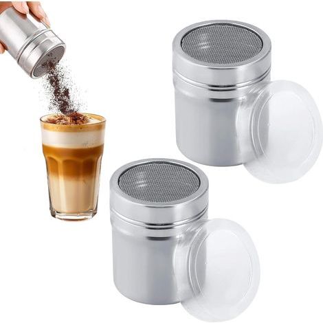 2 Pièces Saupoudreuse Sucre Glace,Saupoudreuse,Saupoudreuse Cacao,Saupoudreuse En Inox À Toile Métallique,Saupoudreuse À Sucre Glace,Pour Dreuse Poudrier Tamiseur,Pour Chocolat Epice Perlé Farine (1/5)