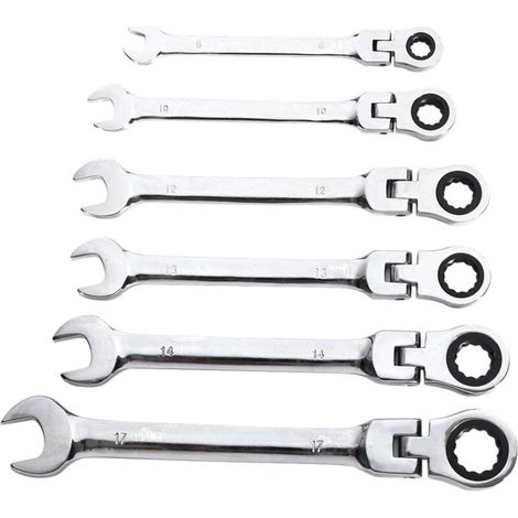 6pcs DANIU Clé Flexible Mixte à Tête Pivotante Outil Métrique de Garage 8-17MM (1/5)
