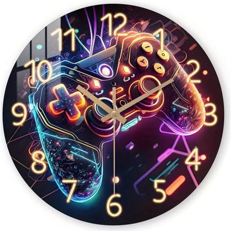 Horloge « Game Over » - Ø 30 cm - Analogique - Horloge murale - Plastique - Chambre d'enfant - Chambre d'ado - Bonne qualité (1/3)