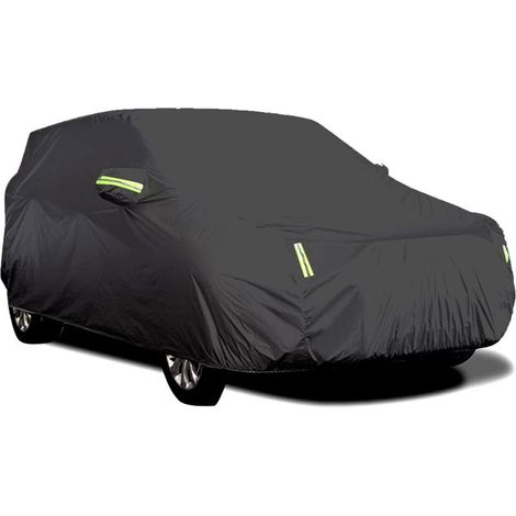 Housse de voiture extérieure, respirante, anti-UV, résistante à la poussière et à la neige, avec boucle fixe, bande réfléchissante (Noir, 5.3 x 2 x 1,5 m) (1/5)
