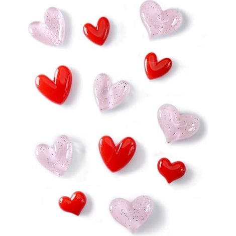 Lot de 12 aimants pour réfrigérateur, jolis aimants colorés pour tableaux blancs et armoires, aimants décoratifs en forme de cœur pour la salle de classe, rose et rouge. (1/5)