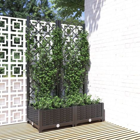 Jardinière, Pot de fleurs avec treillis Noir 80x40x121,5 cm PP BVM39457 (1/5)