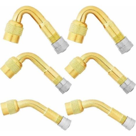 6-teiliges Reifenventil-Verlängerungsset (45°, 90°, 135°), Winkeladapter, abgewinkelte Aufblasdüse für Auto, LKW, Motorrad, Fahrrad und Roller