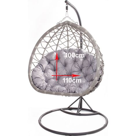 Coussins pour fauteuil berçant de jardin 110 x 100cm  Coussin Fauteuil Suspendu  Coussin fauteuil suspendu hamac Gris