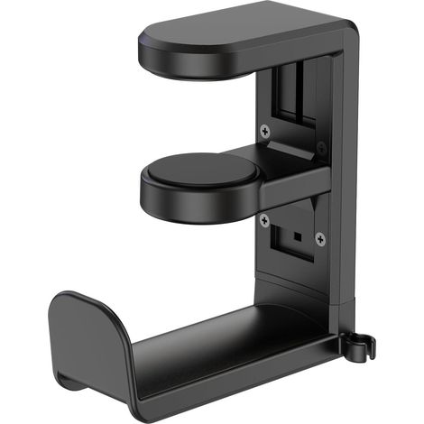Drehbarer Headset-Ständer – Gaming-Headset-Halterung mit verstellbarer Klemme, 360° drehbarer Untertischhalterung und Kabelclip – Schwarz