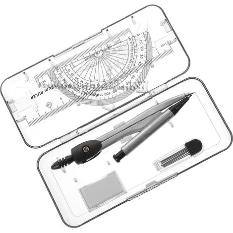 LALAFINA Ensemble compas et règle métallique avec gomme pour la