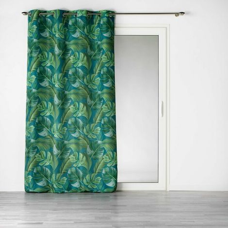 Rideau a oeillets 140 x 260 cm polyester imprime rio Bleu (1/3)