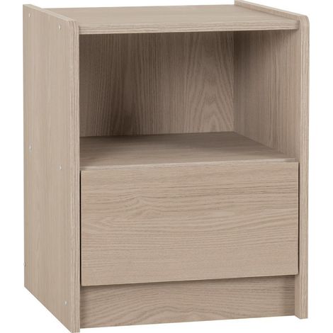 Paris 1 Drawer Bedside Table - L40 x W53.5 x H42.5 cm - Smoked Ash