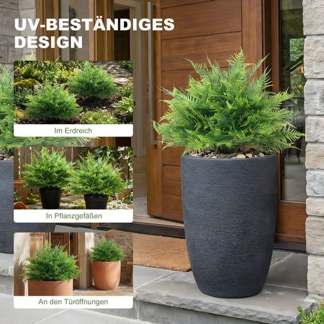 Lot de 2 fougères artificielles Boston, résistantes aux UV, avec tuteurs, 60 cm, idéales pour balcon ou extérieur. (1/4)