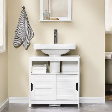 Meuble sous lavabo blanc 60×61×30 cm – meuble de salle de bain avec pieds – rangement pratique