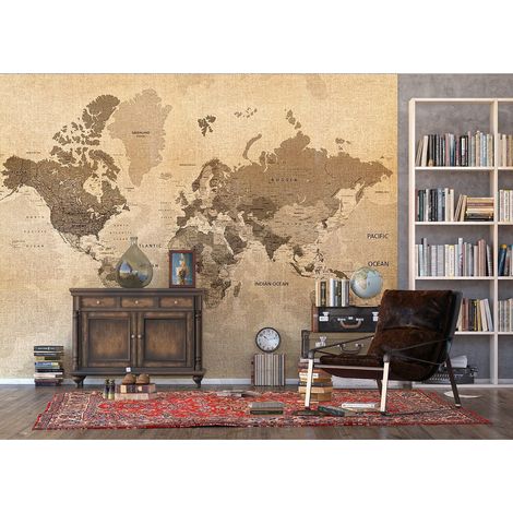 Poster carte du monde 360 x 270 cm – Imprimé sur papier intissé – Facile à poser sans bulles – Décoration murale originale – Ag Art (1/3)