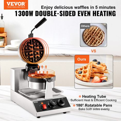 Gaufrier Électrique 1300 W Moule 190,5 x 190,5 x 20 mm Machine à Gaufres avec Revêtement Anti-Adhésif Appareil à Croque-Monsieur 50-300 ℃ Chauffage Double-Face pour Soirée Fête Pâques ou Noël (1/5)