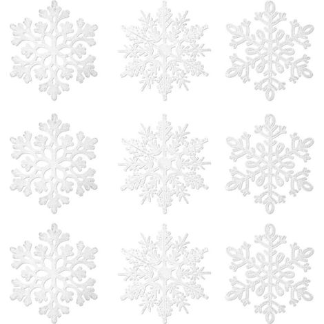 36pcs Flocons de Neige Décoration, Flocons de Neige Paillettes en Plastique, Ornements de Flocon de Neige, Flocon de Neige à Suspendre pour Fenêtre Arbre de Noël Décoration d'hiver (1/5)