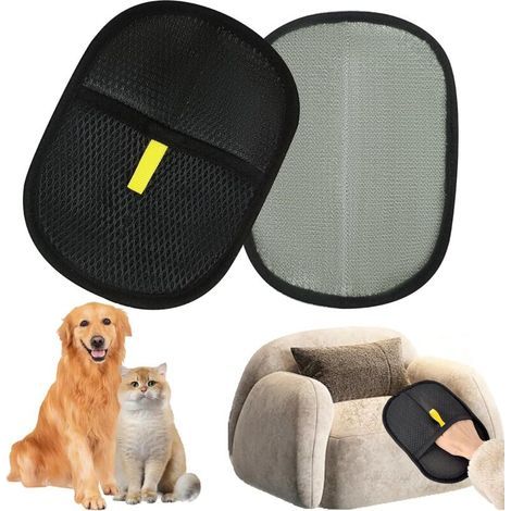 Zweiteilige Tierhaarentfernungshandschuhe, doppelseitige Pflegehandschuhe für Hunde und Katzen, Tierhaarbürstenhandschuhe, für Haustiere, Katzen, Hunde, für Sofas, Möbel und Teppiche (1/5)