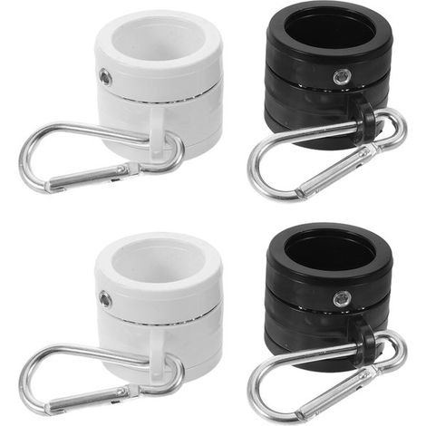 Lot de 4 anneaux de mât de drapeau – Rotatifs 360° avec mousquetons – Noir et blanc – Fixation solide (1/5)