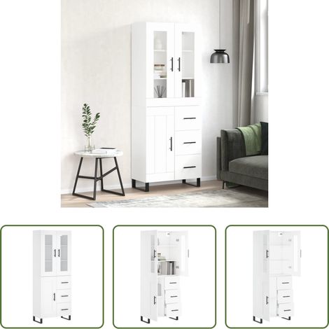 vidaXL Aparador alto madera contrachapada blanco 69,5x34x180 cm (1/5)