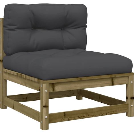 Canapé de jardin Divan de jardin sans accoudoirs et coussins bois pin imprégné (1/5)
