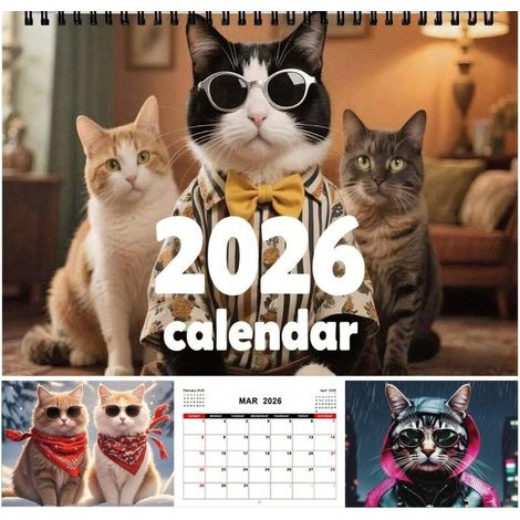 Irovami Calendrier mural 2026 chats – 12 mois, illustrations HD – Idéal pour maison, bureau, cadeau
