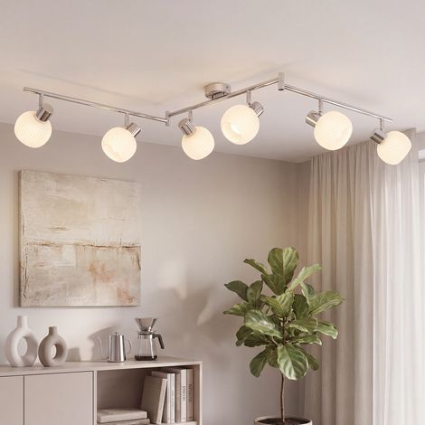 Plafonnier GBLY Spot de Plafond 6 Ampoules Spot Blanc Spots de Plafond en Verre Vintage Intérieur Morden E14 Design Spots Pivotants à 350° pour Chambre Salon (Ampoule Non Incluse) (1/5)