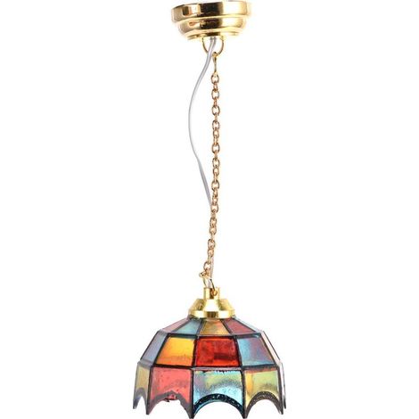 Lustre Miniature LED Coloré pour Maison de Poupée 1:12, Décoration Plafond Élégante (1/5)