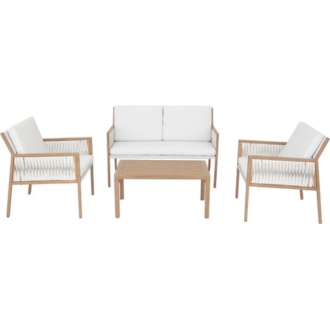 [NON UTILIZZATO] Set da giardino HHG-102, set lounge da giardino, salottino, polyrattan in olefina (210 g/m²), bianco (1/5)