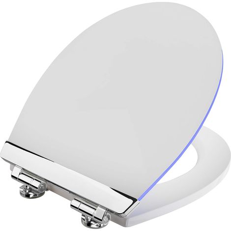 Cornat KSDSC363 White Shining Abattant WC avec eclairage LED doux la nuit avec capteur acoustique Fonction Quick Up & Clean Systeme d'abaissement automatique Montage facile par le haut (1/5)