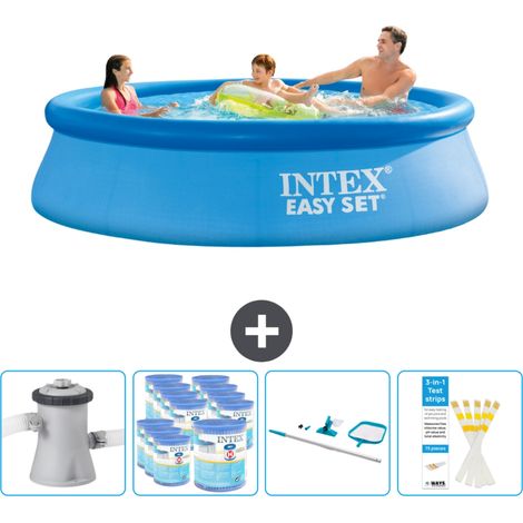 Intex runder aufblasbarer Easy Set-Schwimmpool – 305 x 76 cm – Blau – Inklusive Zubehör CB94