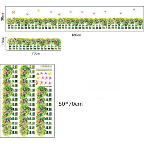 Sticker mural décoratif à motif de feuilles et de fleurs vertes pour salon ou chambre (AY7143) (1/5)