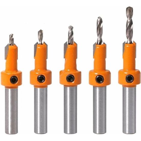 pièces menuiserie fraise bois chanfrein contre-mèche vis trou perceuse taraud perceuse pour forage du bois (arbre de 10 mm) (1/5)