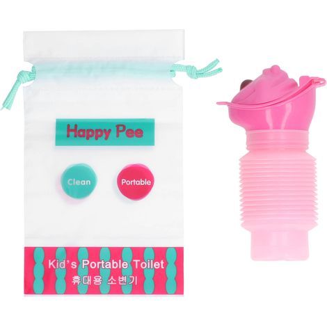 Gourde portable pour enfant - ourson rose cartoon 600ML, urinoir rétractable unisexe pour voyage, voiture et extérieur (1/5)