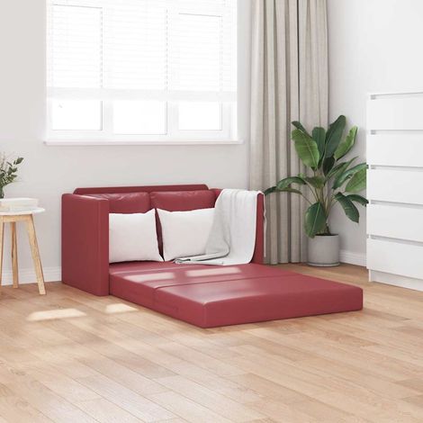 Bodensofa mit Schlaffunktion Weinrot 112x174x55 cm Kunstleder